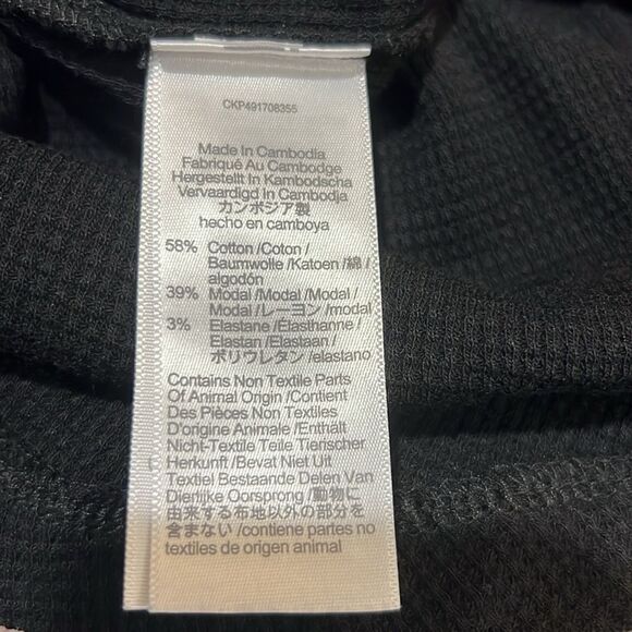 Madewell ns612 Black Waffle-Knit Scoopneck Henley Tee size med. NWT - Picture 5 of 8